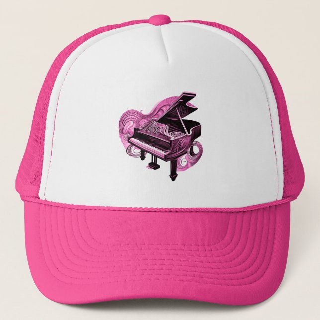 Gorra De Camionero Piano rosa de arte estilizado (Anverso)