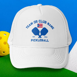 Gorra De Camionero Pickleball Club Team Name Puerto Rico Flag Custom