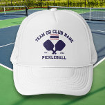 Gorra De Camionero Pickleball Club Team Name Thailand Thai Flag<br><div class="desc">Stand out on the pickleball court with this stylish hat featuring crossed pickleball paddles, the flag of Thailand, and your custom text. Personalize it easily to include your club name, team name, city, or any wording of your choice. You can also change the font and paddle colors - just click...</div>