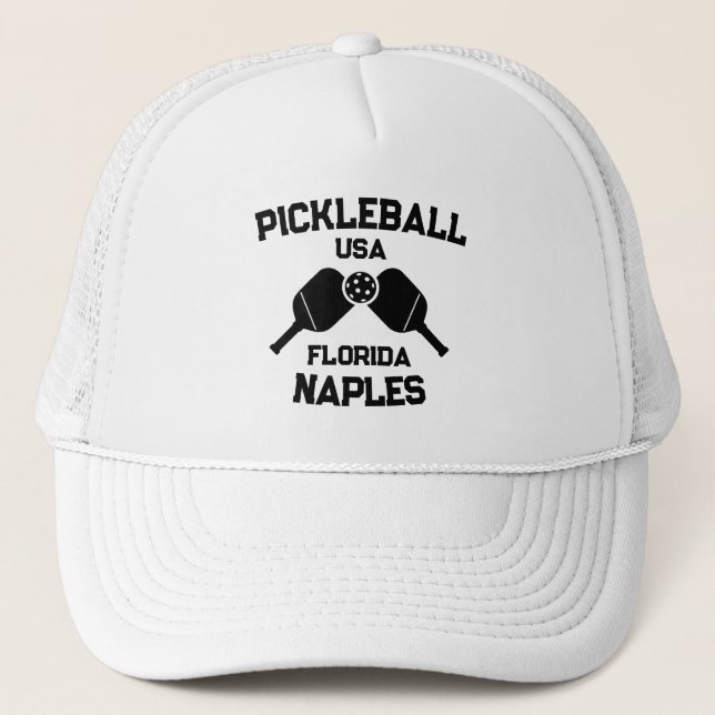 Gorra De Camionero Pickleball Paddle Ball Nápoles Florida Personaliza (Anverso)