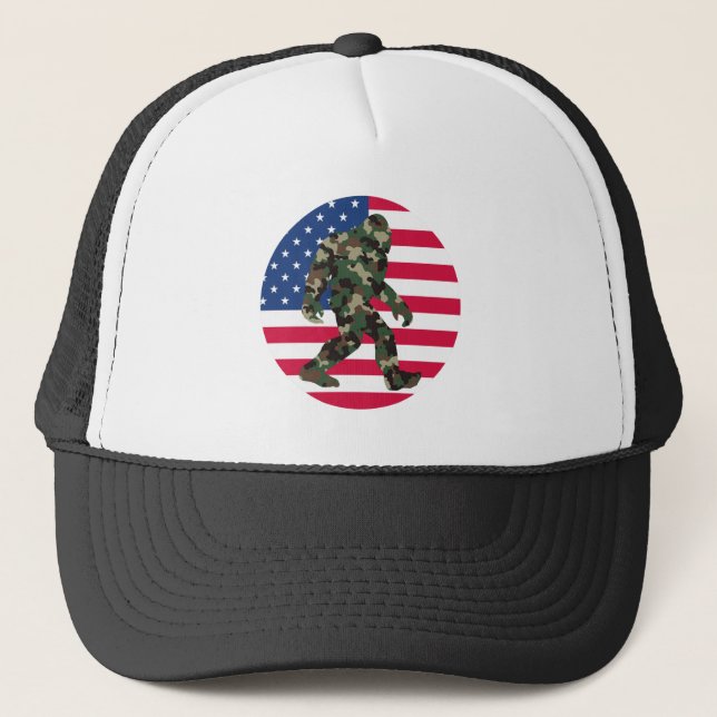 Gorra De Camionero Pie Grande Sasquatch Camuflaje (Anverso)