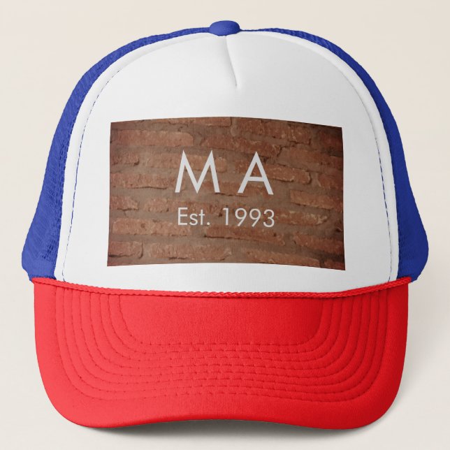 Gorra De Camionero Piedra de ladrillo rústico marrón añadir nombre fe (Anverso)