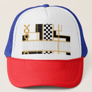 Gorra De Camionero Piedras preciosas, cadenas de oro, patrón sin fisu