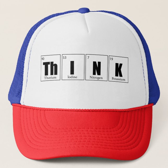Gorra De Camionero Piensa tabla periódica (Anverso)