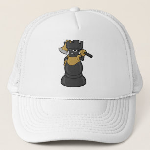 Gorra De Camionero Pieza de ajedrez arrollada al ajedrez con hacha