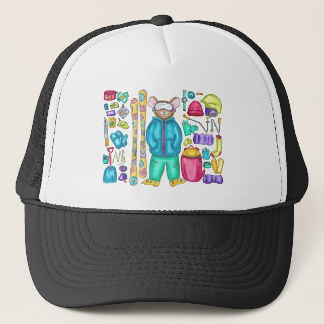 Gorra De Camionero Pika y engranaje de Ilustracion acuático (Anverso)