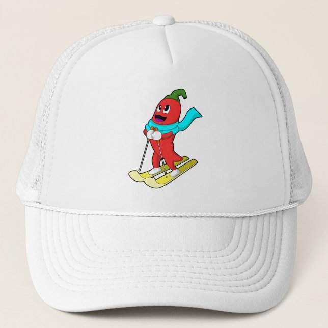 Gorra De Camionero Pimienta como esquiador con esquí (Anverso)
