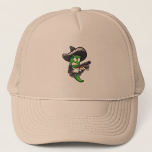 Gorra De Camionero pimienta verde jalapeno con un traje de mariachi y