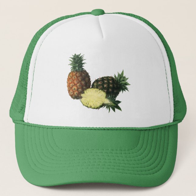 Gorra De Camionero Piñas hawaianas de época, fruta orgánica (Anverso)