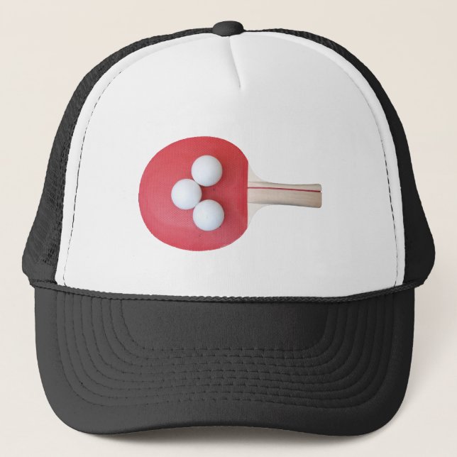 Gorra De Camionero Ping Pong Paddle y Balls (Anverso)