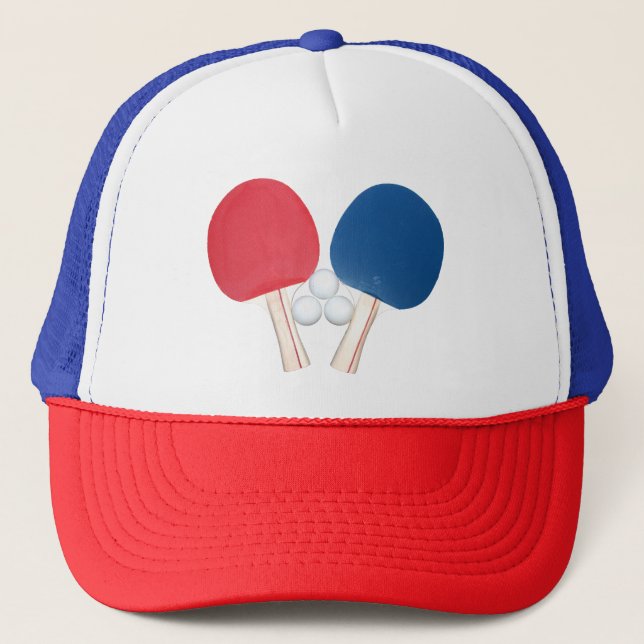 Gorra De Camionero Ping Pong Paddles y bolas (Anverso)
