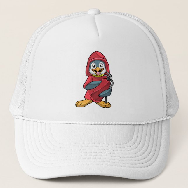 Gorra De Camionero Pingüino como bombero con extintor (Anverso)