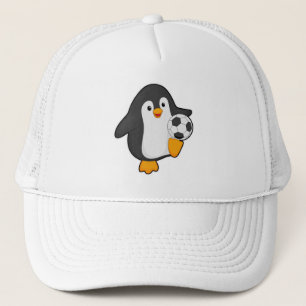 Gorra De Camionero Pingüino como jugador de fútbol con pelota de fútb