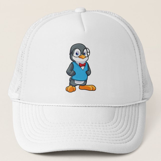 Gorra De Camionero Pingüino como nervioso con gafas (Anverso)