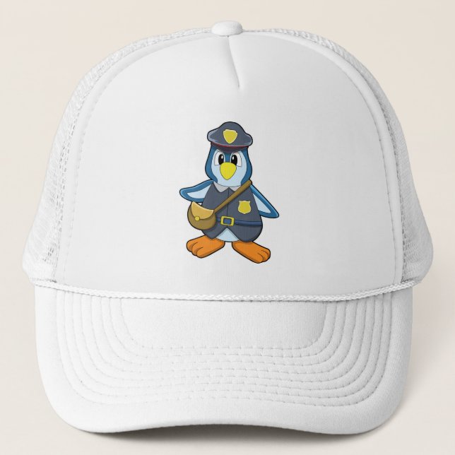Gorra De Camionero Pingüino como policía con bolso de mano (Anverso)