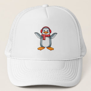 Gorra De Camionero Pingüino con bufanda y audífono