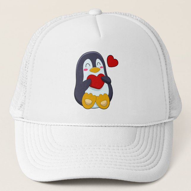 Gorra De Camionero Pingüino con corazón (Anverso)