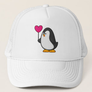 Gorra De Camionero Pingüino con globo cardíaco