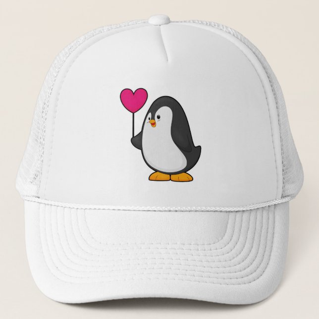 Gorra De Camionero Pingüino con globo cardíaco (Anverso)