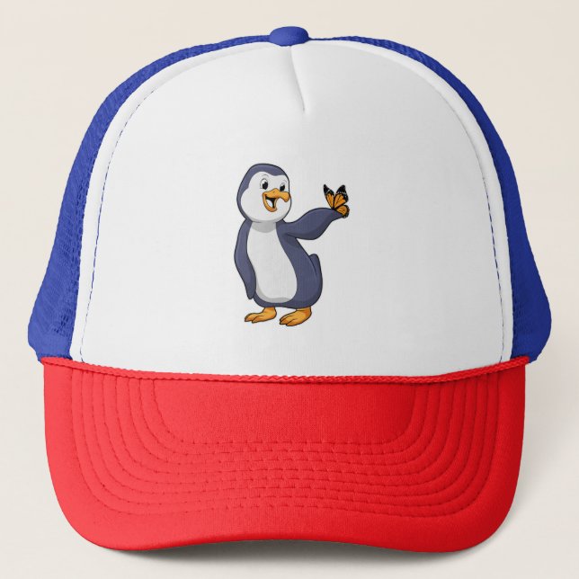 Gorra De Camionero Pingüino con mariposa (Anverso)
