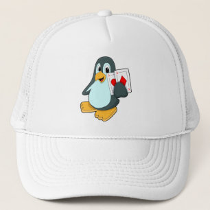 Gorra De Camionero Pingüino con tarjetas de póker