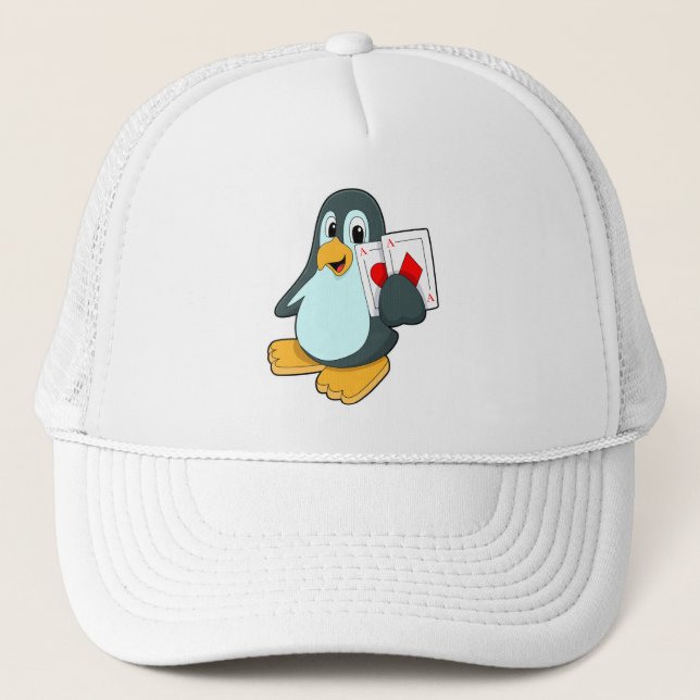 Gorra De Camionero Pingüino con tarjetas de póker (Anverso)