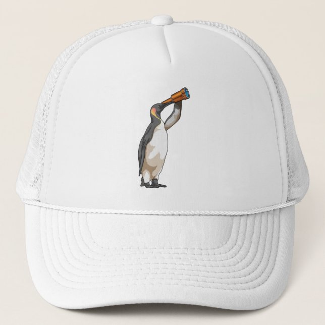 Gorra De Camionero Pingüino con telescopio (Anverso)