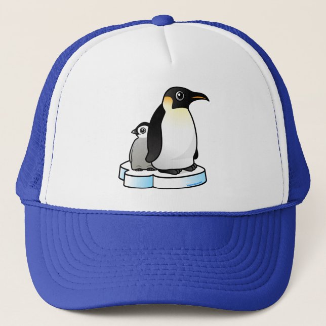 Gorra De Camionero Pingüino de emperador con el polluelo (Anverso)
