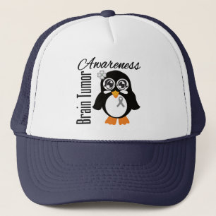 Gorra De Camionero Pingüino de la conciencia del tumor cerebral
