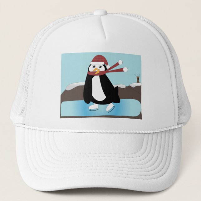 Gorra De Camionero Pingüino de patinaje sobre hielo (Anverso)