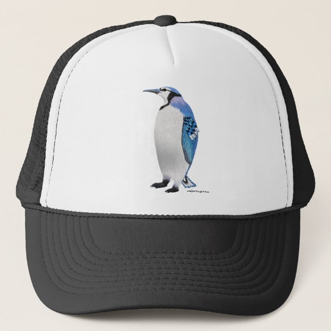 Gorra De Camionero Pingüino del arrendajo azul (Anverso)