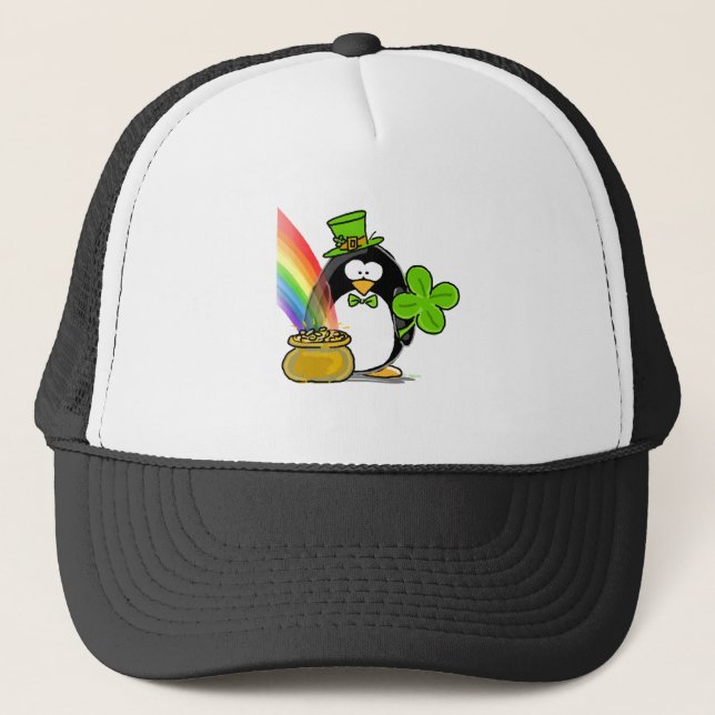 Gorra De Camionero Pingüino del Leprechaun (Anverso)