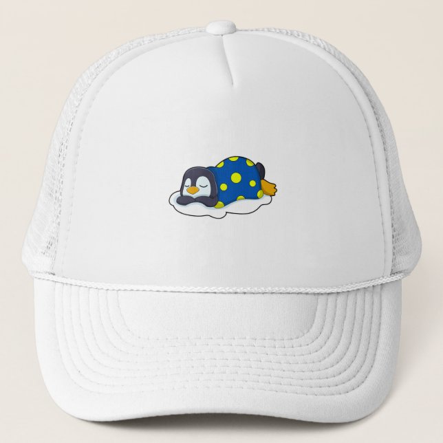 Gorra De Camionero Pingüino durmiendo con manta (Anverso)
