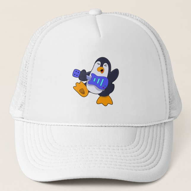 Gorra De Camionero Pingüino en Música con Guitarra (Anverso)
