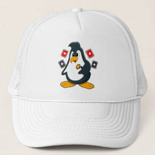 Gorra De Camionero Pingüino en Poker con tarjetas de póker