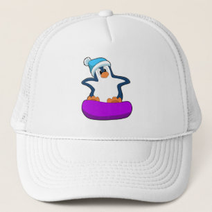 Gorra De Camionero Pingüino en Snowboard con Snowboard