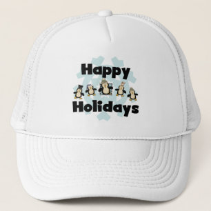 Gorra De Camionero Pingüino Felices Fiestas, camisetas y regalos