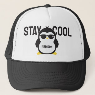 Gorra De Camionero Pingüino fresco de nombre personalizado