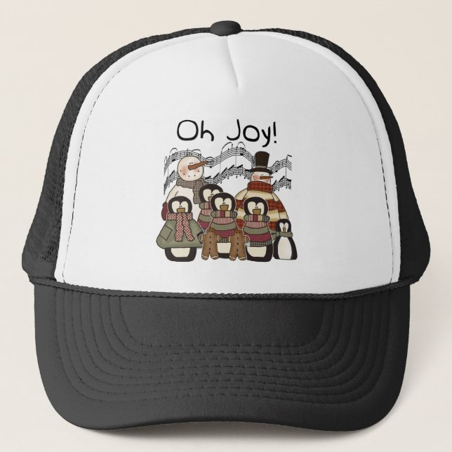 Gorra De Camionero Pingüino Oh Alegría Navidades camisetas y regalos (Anverso)