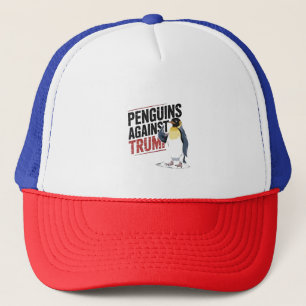 Gorra De Camionero Pingüinos contra Trump contra Estados Unidos