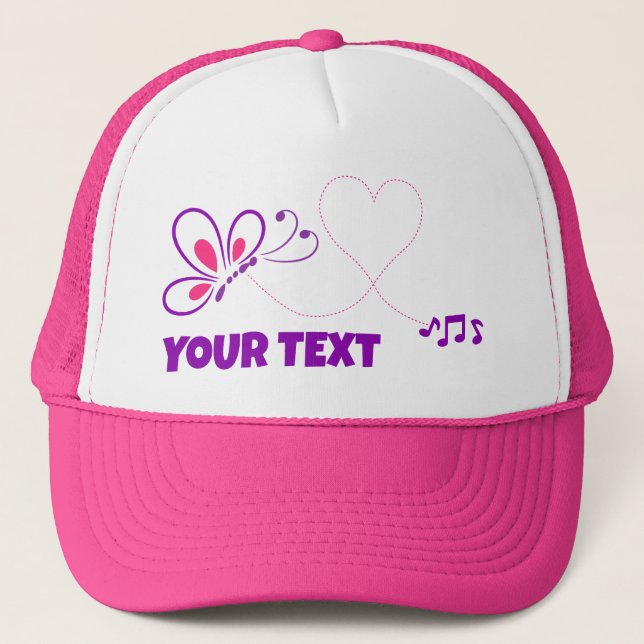 Gorra De Camionero Pink and Purple Butterfly Heart Customized (Anverso)