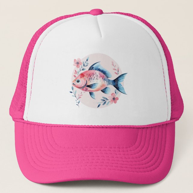 Gorra De Camionero Pink Fish Art Tee (Anverso)