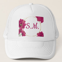 Gorra De Camionero Pink Floral Gold Circle Hat