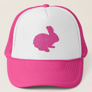 Gorra De Camionero Pink Glitter Silhouette Easter Bunny Hat