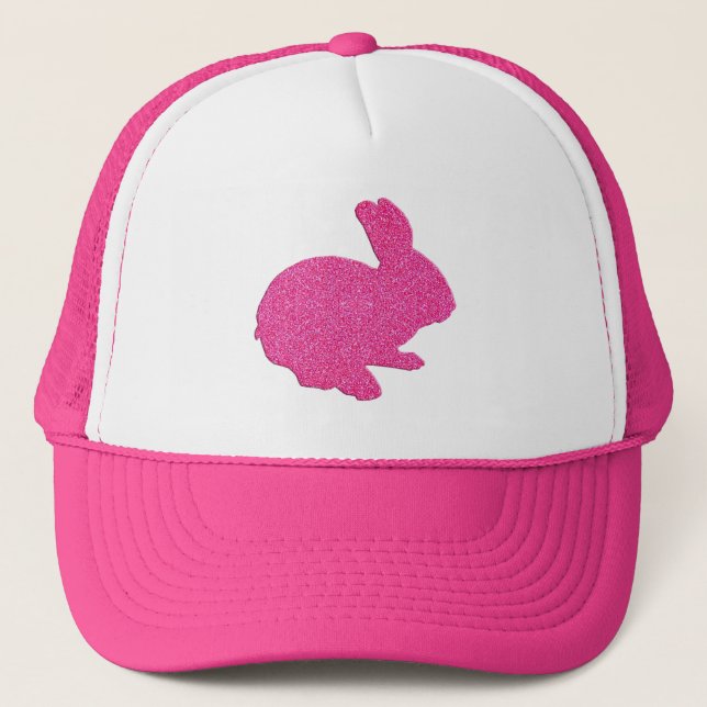 Gorra De Camionero Pink Glitter Silhouette Easter Bunny Hat (Anverso)