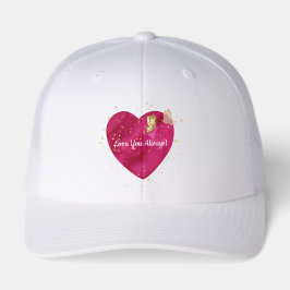 Gorra De Camionero Pink Heart & Gold Butterfly Valentine Hat