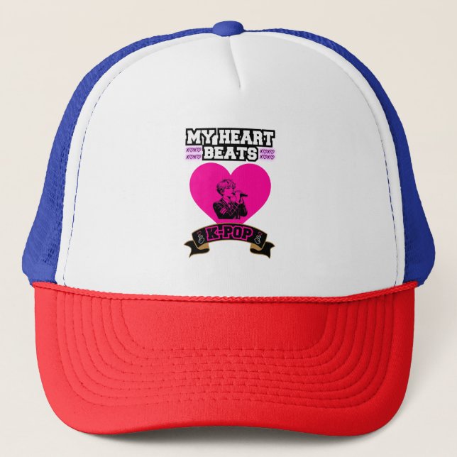 Gorra De Camionero Pink Heart Idol Cantando KPop Music Love Design (Anverso)