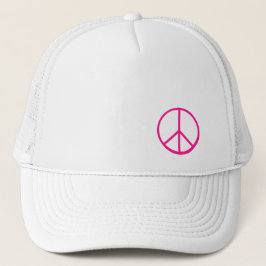 Gorra De Camionero Pink Peace Sign Modern White