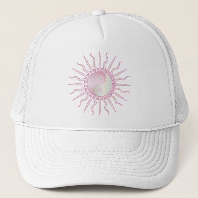 Gorra De Camionero Pink Starburst Yin Yang (Anverso)