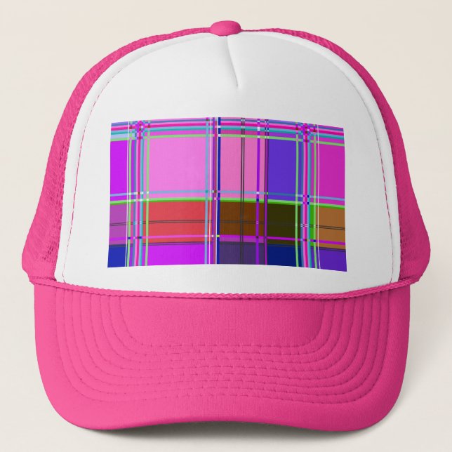 Gorra De Camionero Pink tartan Fabric Pattern Cloth Madras (Anverso)